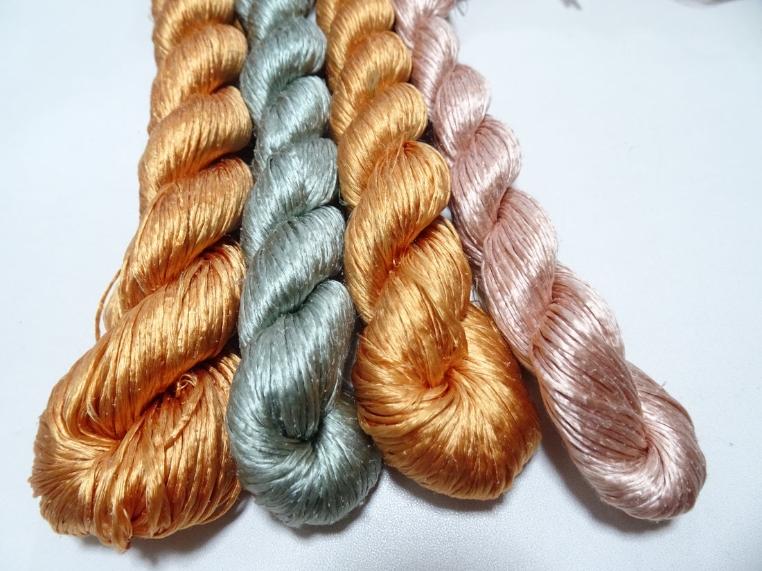 Japanese Vintage Loose Twisted Silk Thread 4sets Embroidery 18286