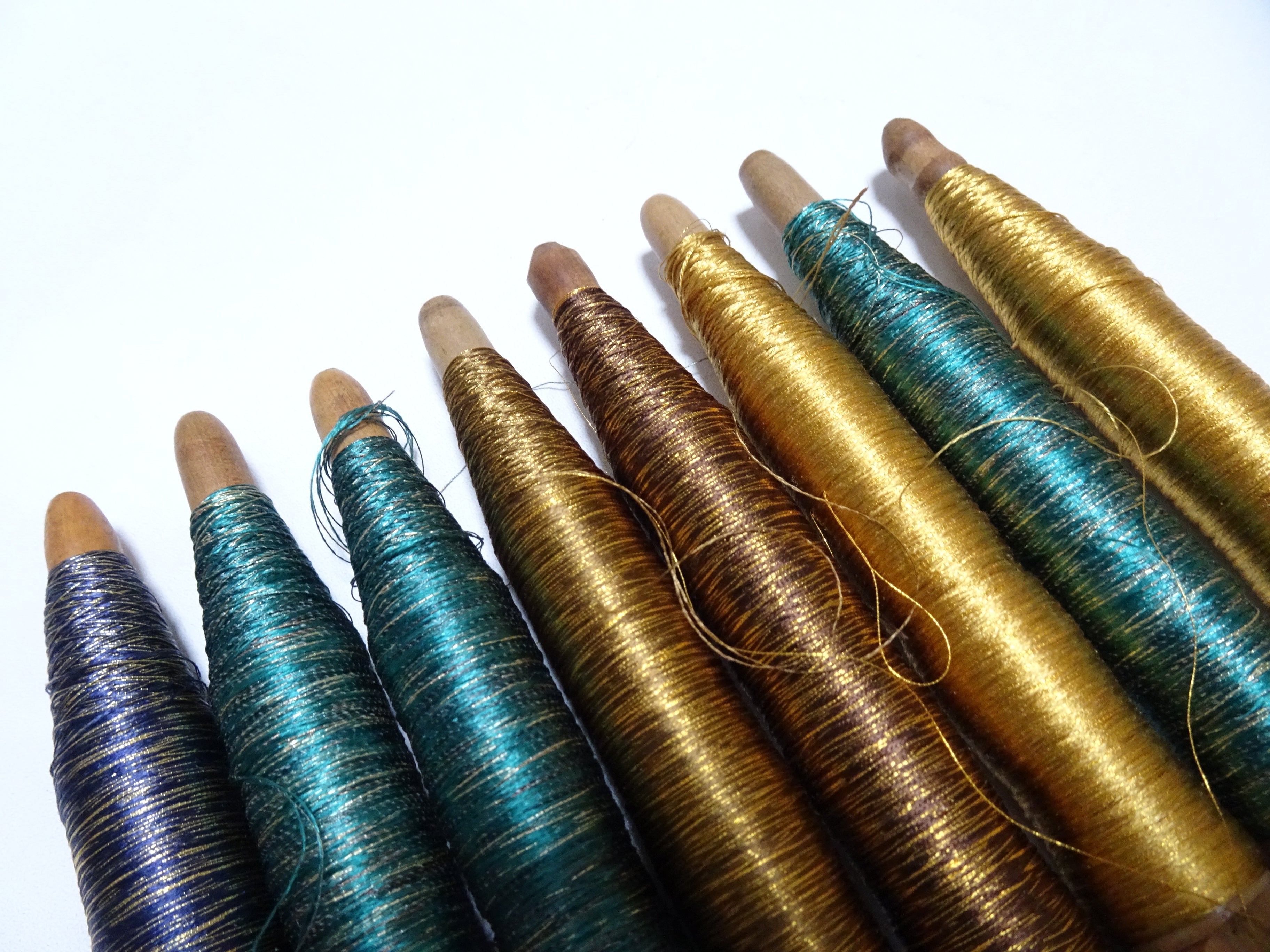 Japanese Vintage Wooden Spool & Silk Thread 8sets Embroidery 18601