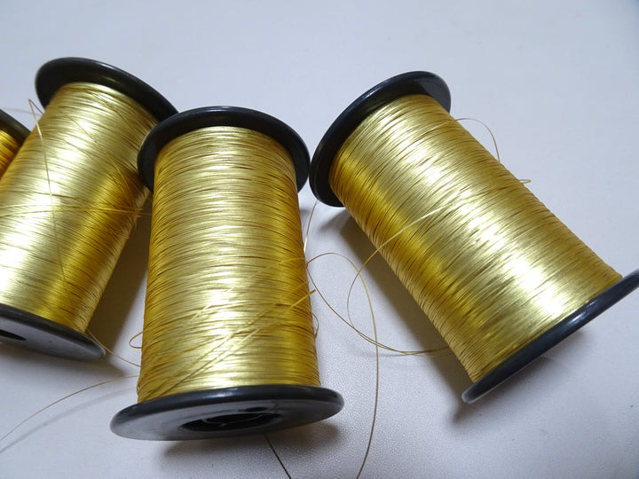 Japanese Vintage Gold Thread flat type Hirahaku 5set  Aluminum foil &  Washi(japanese paper) embroidery 19586