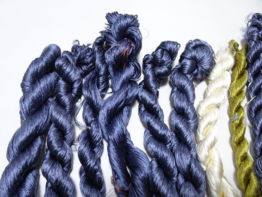Japanese Vintage Loose Twisted Silk Thread Sets Embroidery 18289