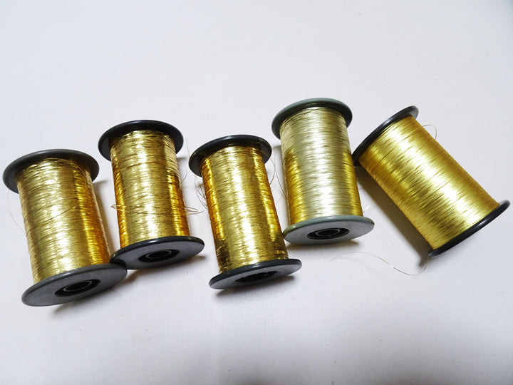 Japanese Vintage Gold Thread flat type Hirahaku 5set  Aluminum foil &  Washi(japanese paper) embroidery 19587
