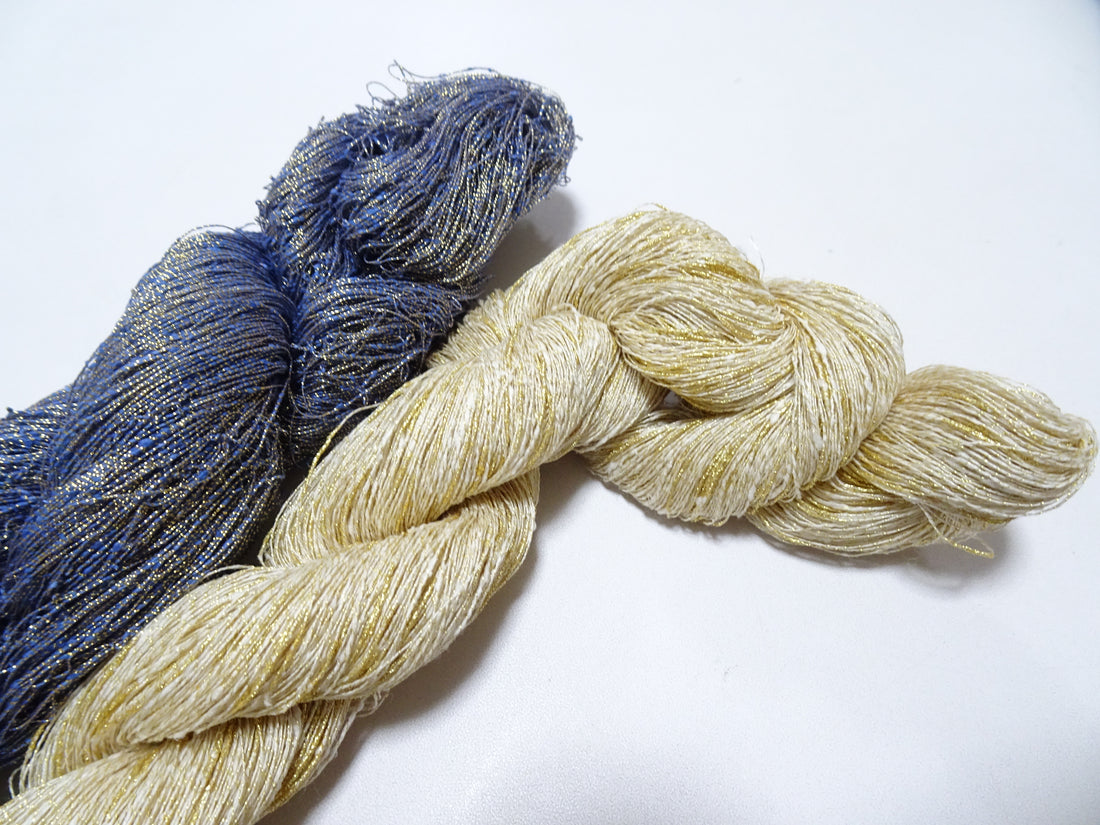 Japanese Vintage High Class Rare Silk Thread 2sets Mixture of Gold embroidery 18292