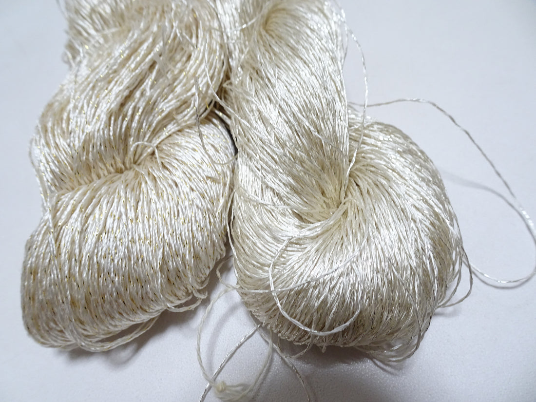 Japanese Vintage High Class Rare Silk Thread 2sets Mixture of Gold embroidery 14706