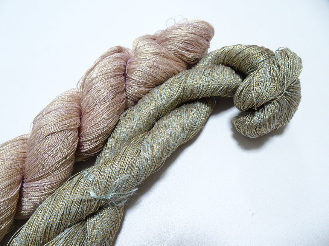 Japanese Vintage High Class Rare Silk Thread 2sets Mixture of Gold embroidery 18293