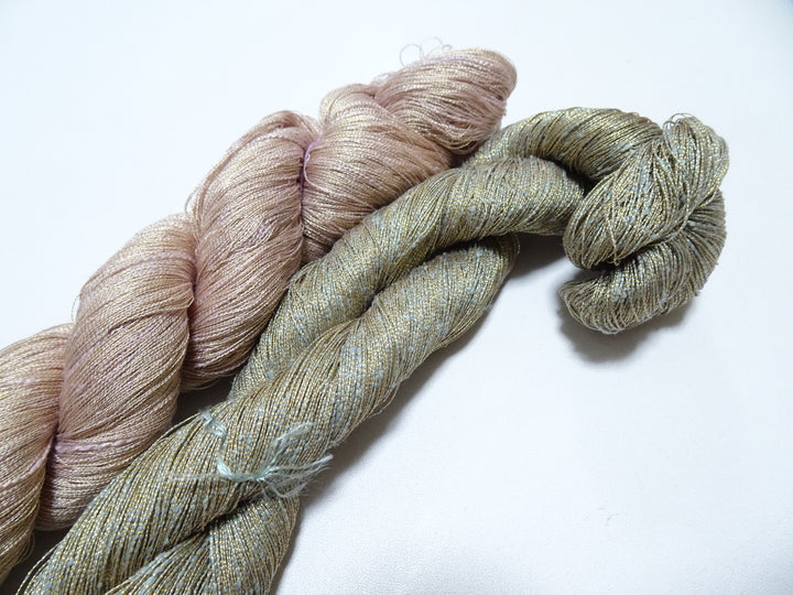 Japanese Vintage High Class Rare Silk Thread 2sets Mixture of Gold embroidery 18293