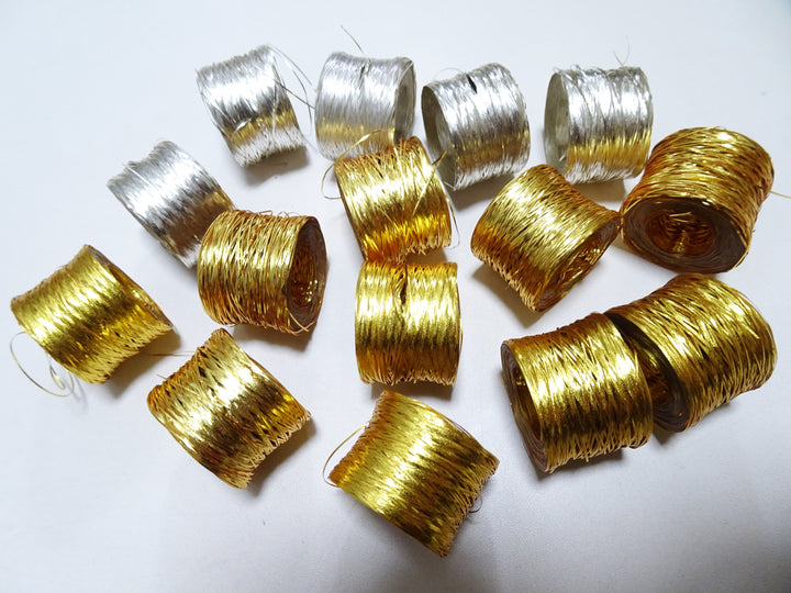 Special price!! Japanese Vintage Finest Gold Leaf (Shin Taninpaku) & Pure Silver Leaf thread flat type Hirahaku 15set  embroidery 15876