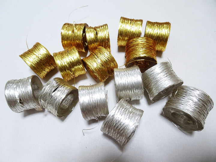 Special price!! Japanese Vintage Finest Gold Leaf (Shin Taninpaku) & Pure Silver Leaf thread flat type Hirahaku 15set  embroidery 15877