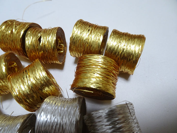 Special price!! Japanese Vintage Finest Gold Leaf (Shin Taninpaku) & Pure Silver Leaf thread flat type Hirahaku 15set  embroidery 15877