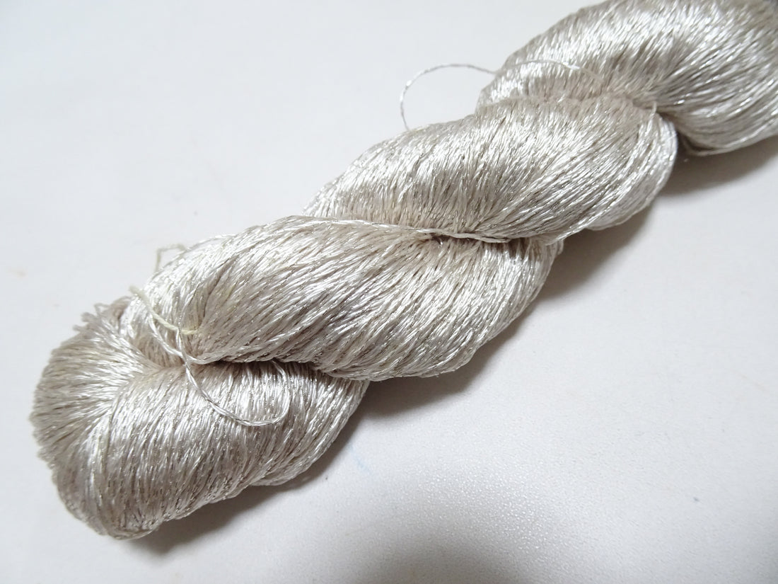Japanese Vintage High Class Rare Silk Thread Mixture of Silver embroidery 15895