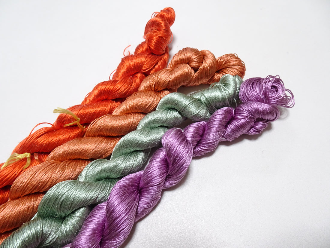 Japanese Vintage Twisted Silk Thread　4sets Embroidery 18882