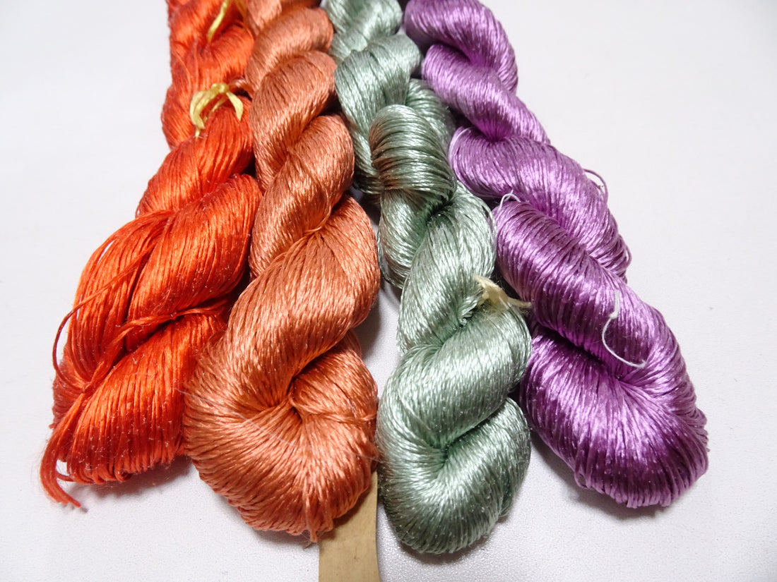 Japanese Vintage Twisted Silk Thread　4sets Embroidery 18882