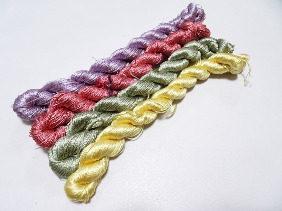 Japanese Vintage Twisted Silk Thread　4sets Embroidery 18884