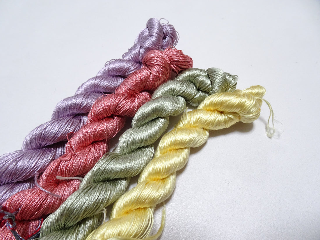 Japanese Vintage Twisted Silk Thread　4sets Embroidery 18884