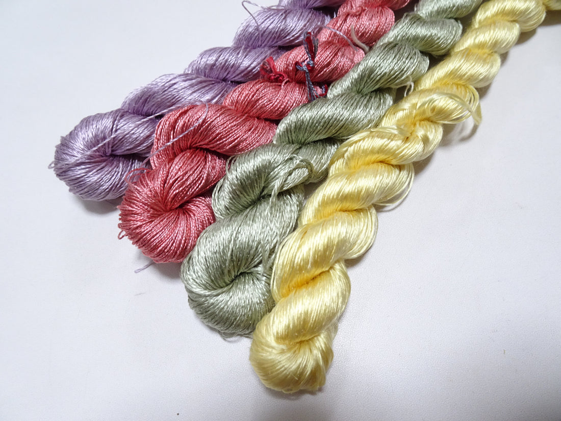 Japanese Vintage Twisted Silk Thread　4sets Embroidery 18884