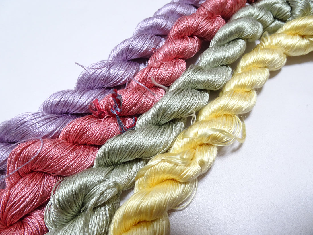 Japanese Vintage Twisted Silk Thread　4sets Embroidery 18884