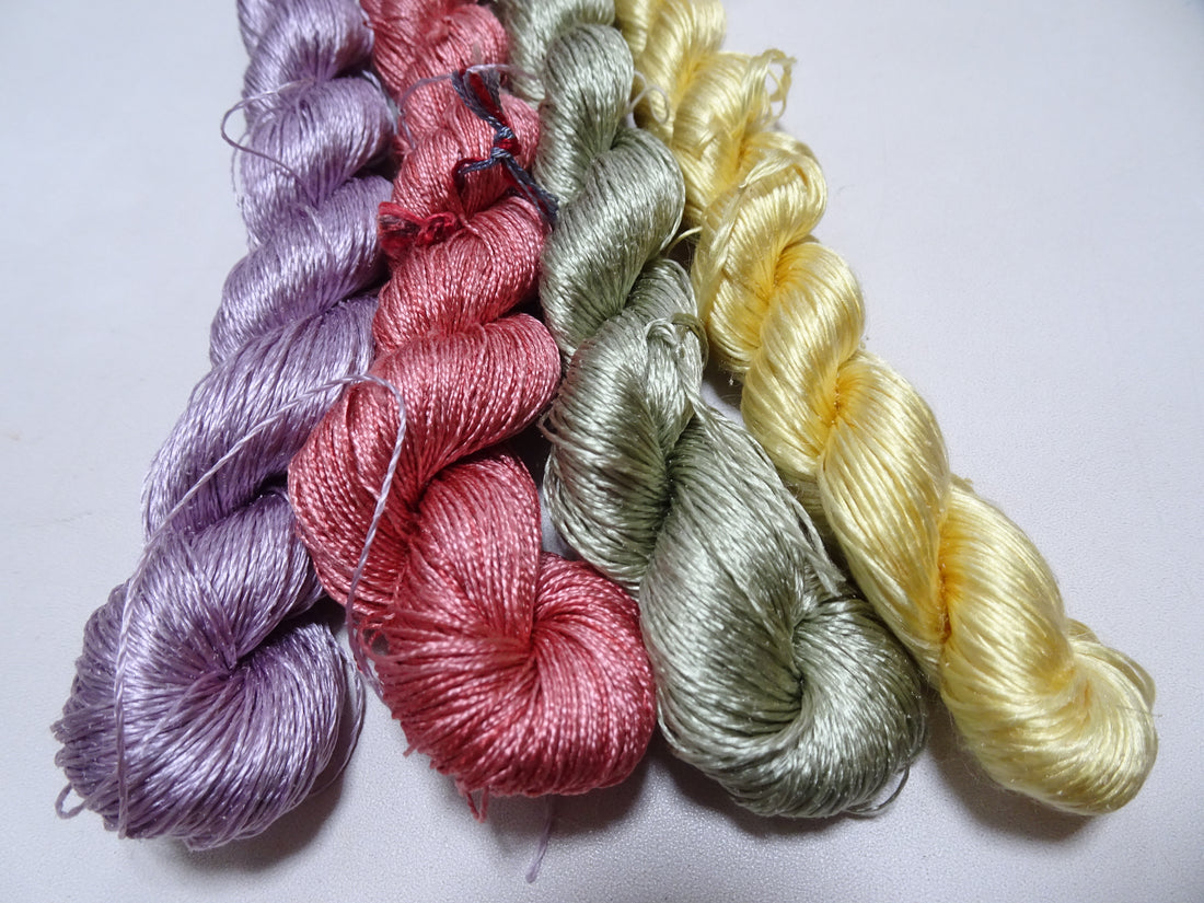 Japanese Vintage Twisted Silk Thread　4sets Embroidery 18884