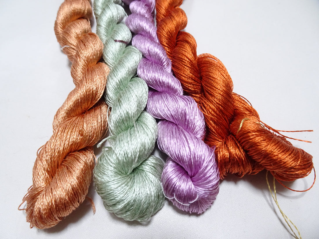 Japanese Vintage Twisted Silk Thread　4sets Embroidery 18885