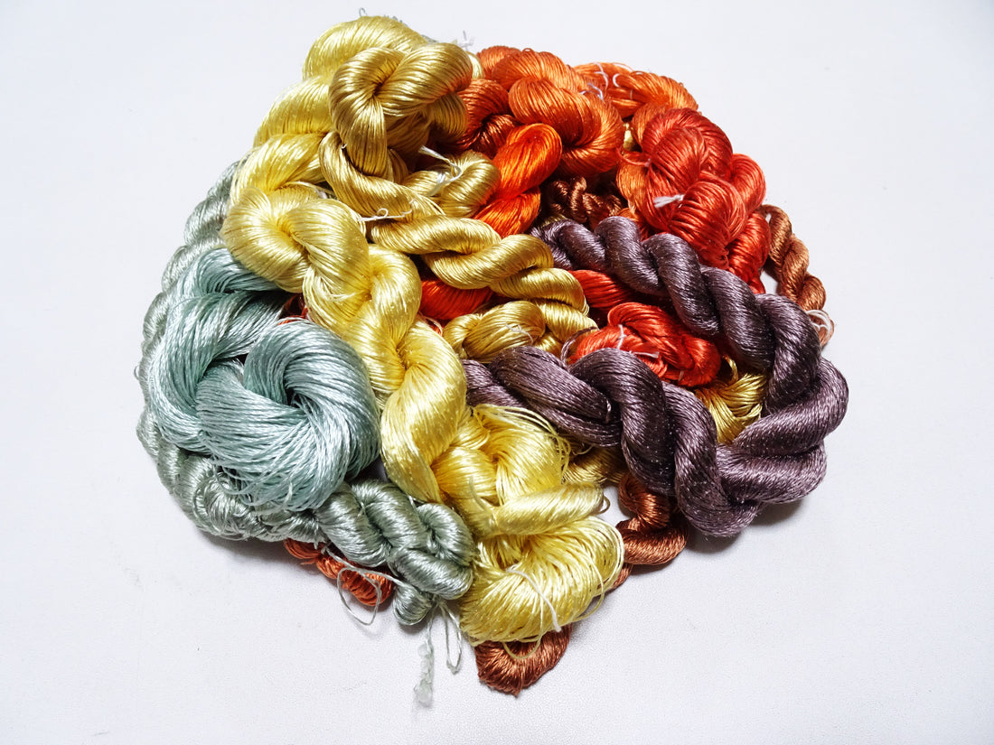 Japanese Vintage Twisted Silk Thread　11sets Embroidery 18886
