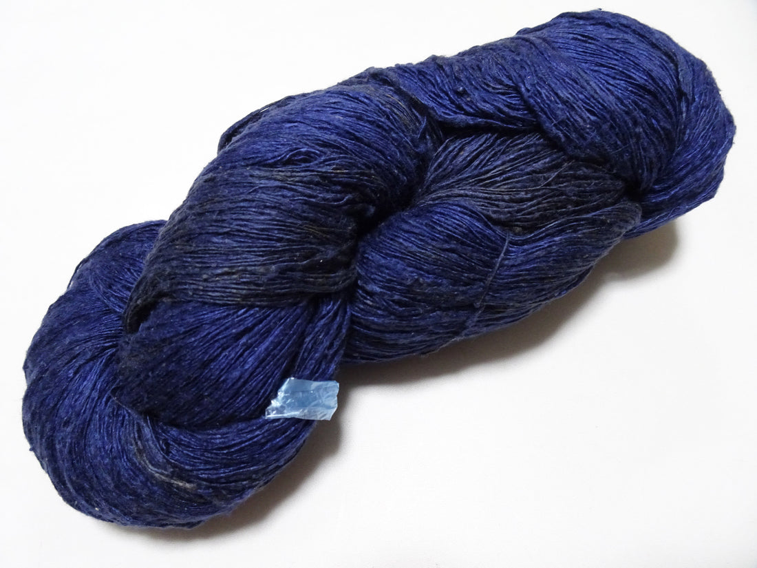 Japanese Vintage Tsumugi Silk Thread Indigo Dyeing Embroidery & Weaving 18920