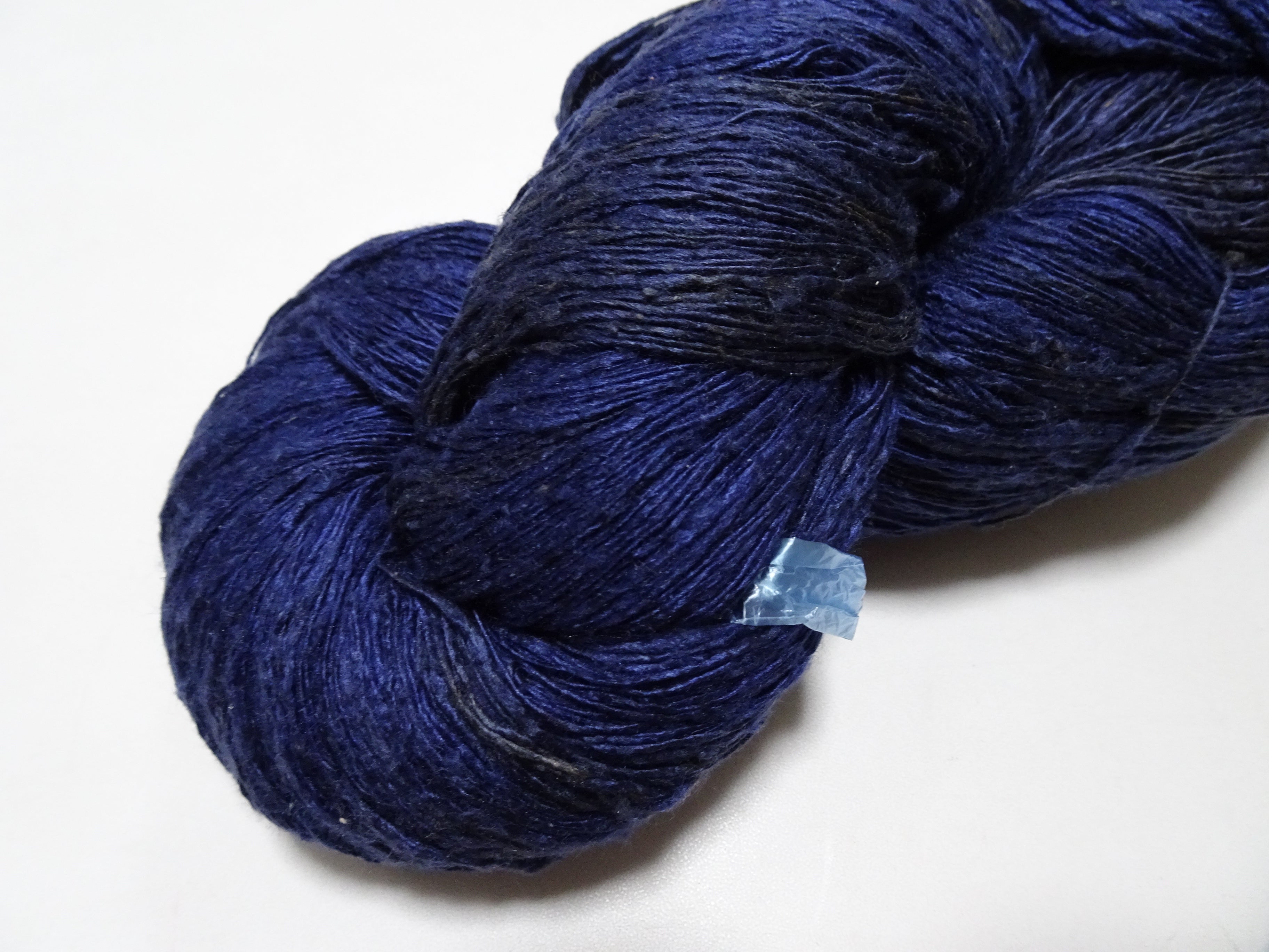 Japanese Vintage Tsumugi Silk Thread Indigo Dyeing Embroidery & Weaving 18920
