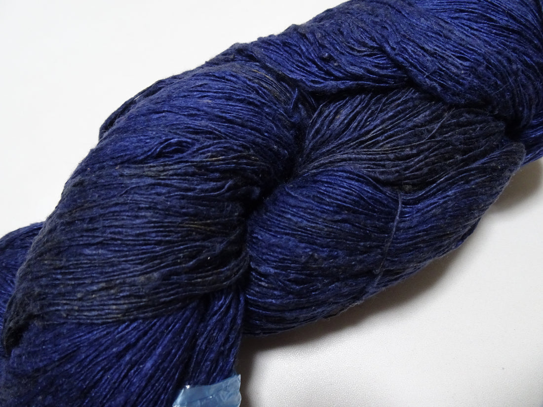 Japanese Vintage Tsumugi Silk Thread Indigo Dyeing Embroidery & Weaving 18920