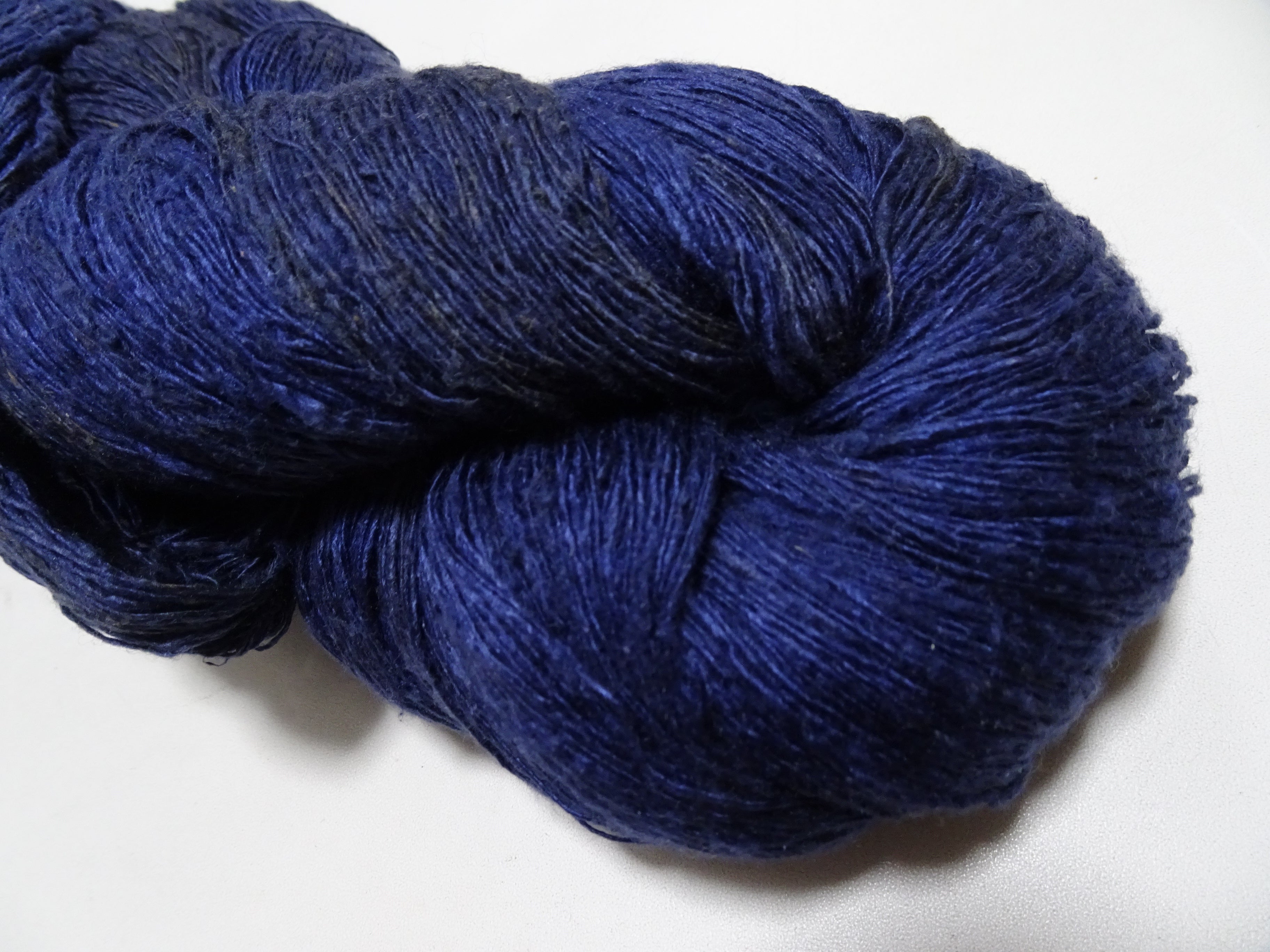 Japanese Vintage Tsumugi Silk Thread Indigo Dyeing Embroidery & Weaving 18920