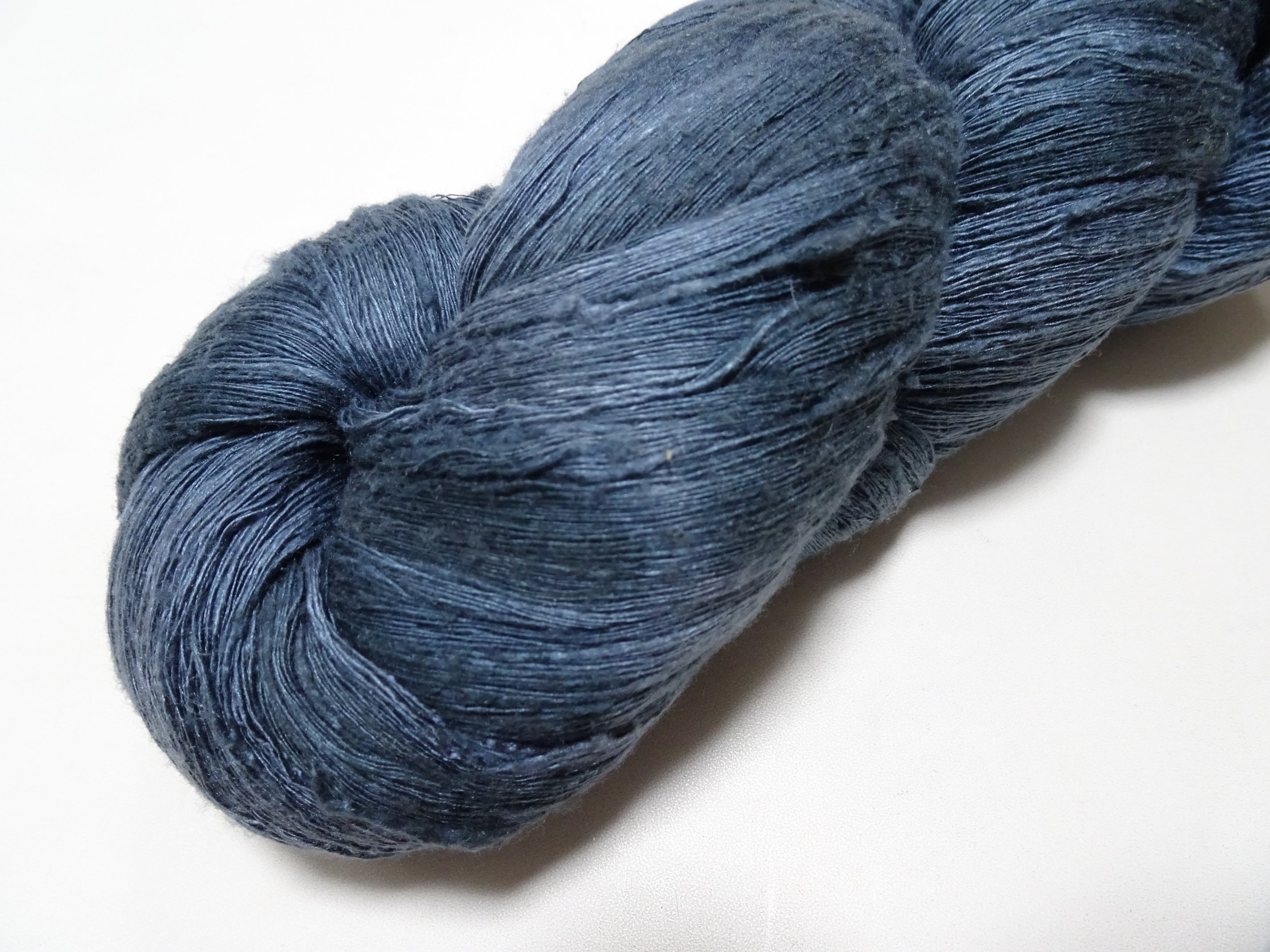 Japanese Vintage Tsumugi Silk Thread Indigo Dyeing Embroidery & Weaving 18921