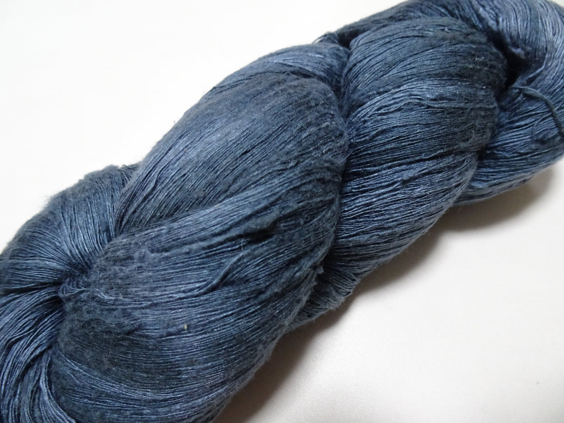 Japanese Vintage Tsumugi Silk Thread Indigo Dyeing Embroidery & Weaving 18921