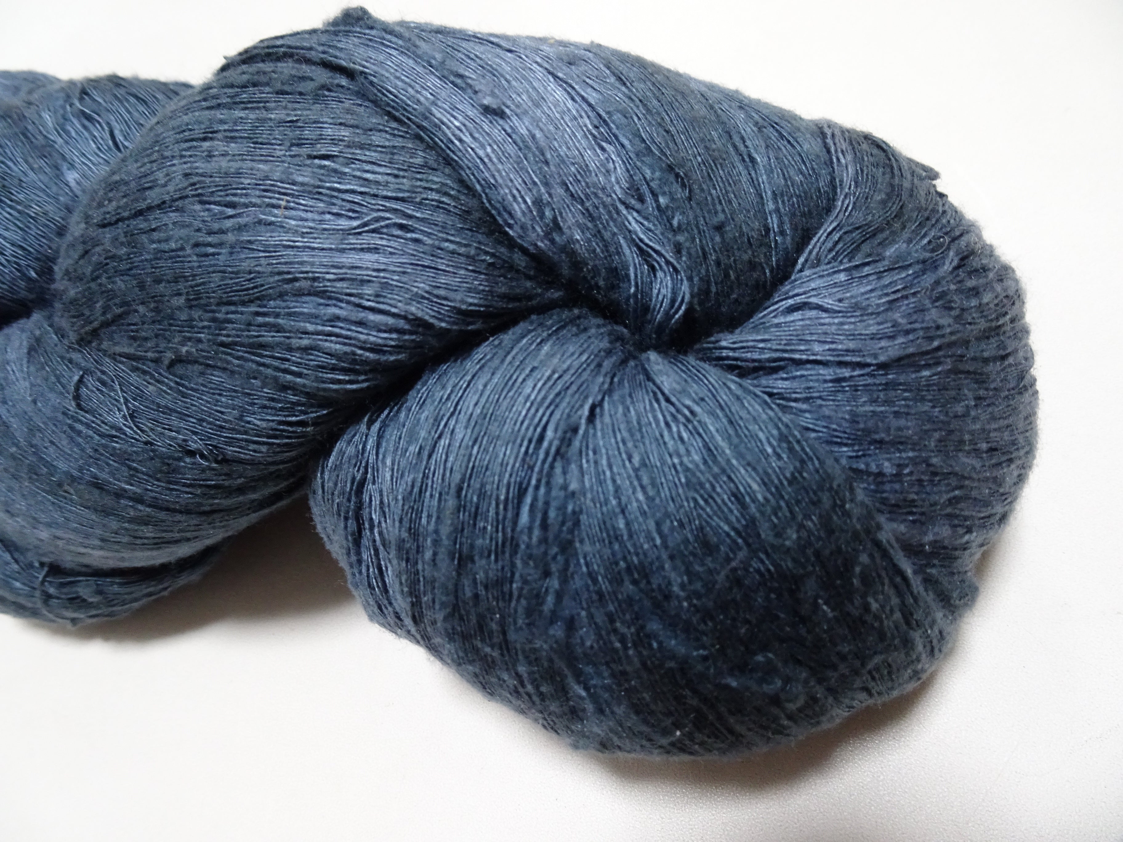 Japanese Vintage Tsumugi Silk Thread Indigo Dyeing Embroidery & Weaving 18921