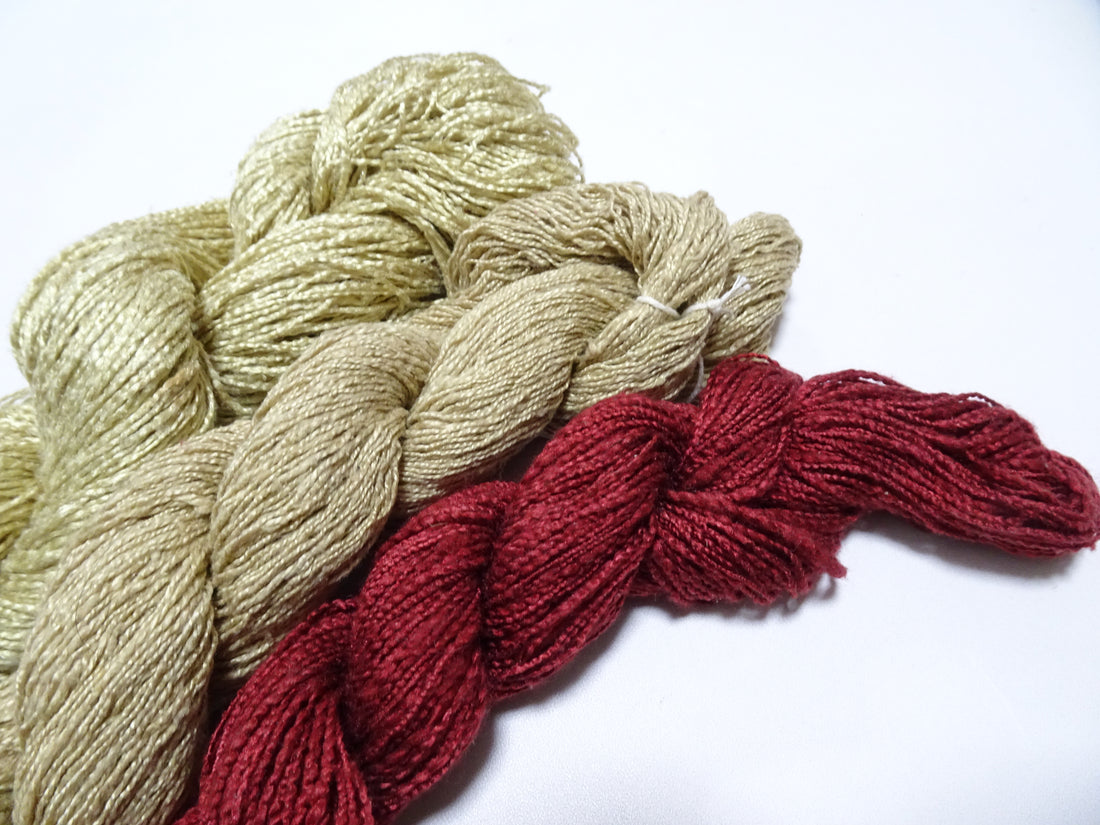 Japanese Vintage Tsumugi Silk Thread 3sets Embroidery & Weaving 18931
