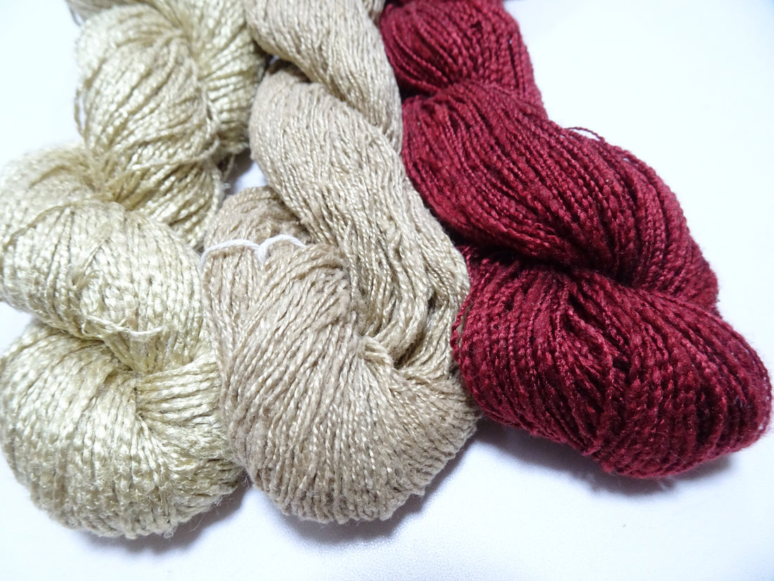 Japanese Vintage Tsumugi Silk Thread 3sets Embroidery & Weaving 18931