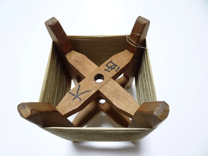 Japanese Vintage wooden spool and silk thread embroidery 12192