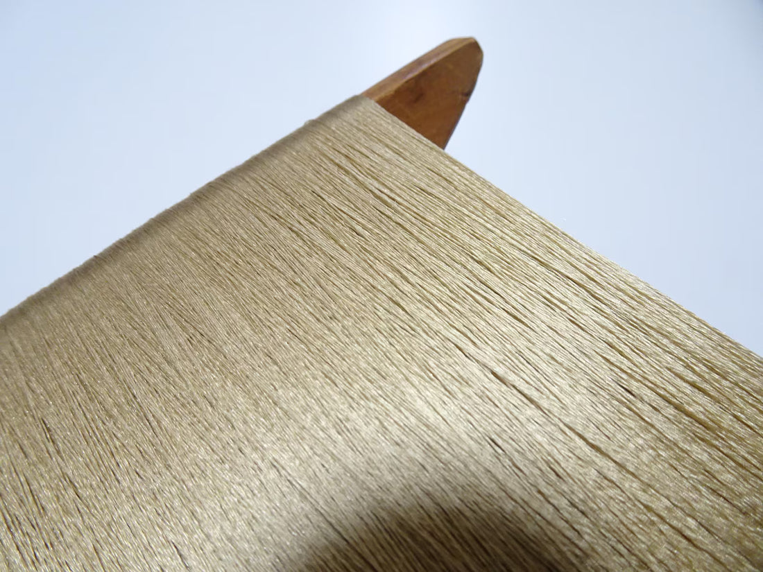 Japanese Vintage wooden spool and silk thread embroidery 12192