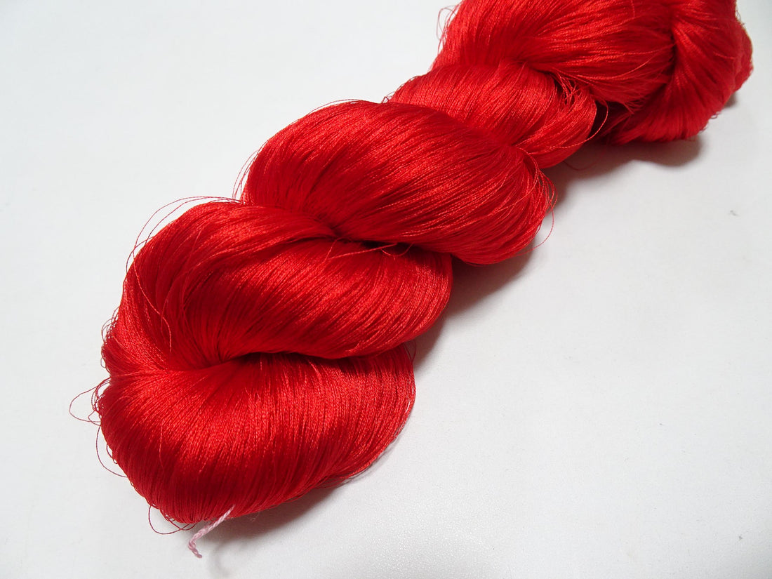 Japanese Vintage Twisted Silk Thread Red Embroidery 13429