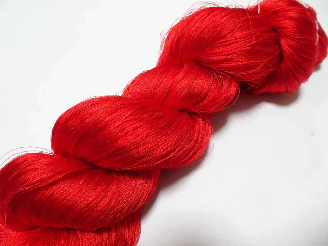 Japanese Vintage Twisted Silk Thread Red Embroidery 13429