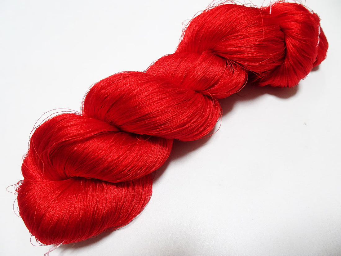 Japanese Vintage Twisted Silk Thread Red Embroidery 13429
