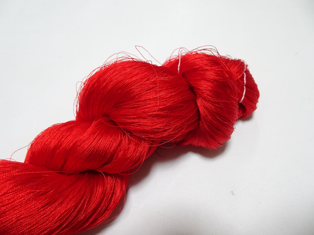 Japanese Vintage Twisted Silk Thread Red Embroidery 13429